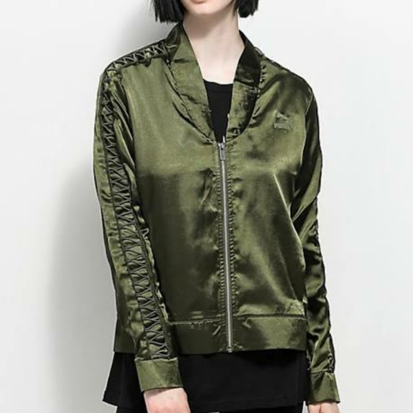 puma green bomber jacket